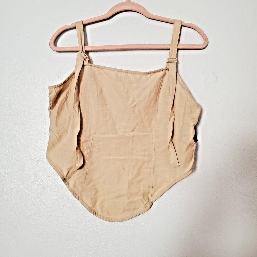 Pretty Little Thing linen look corset top strappy adjustable new